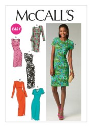 6886 McCalls Easy Close Fit Pullover Knit Dress Sleeves or Not Pattern 6-14 Uncut